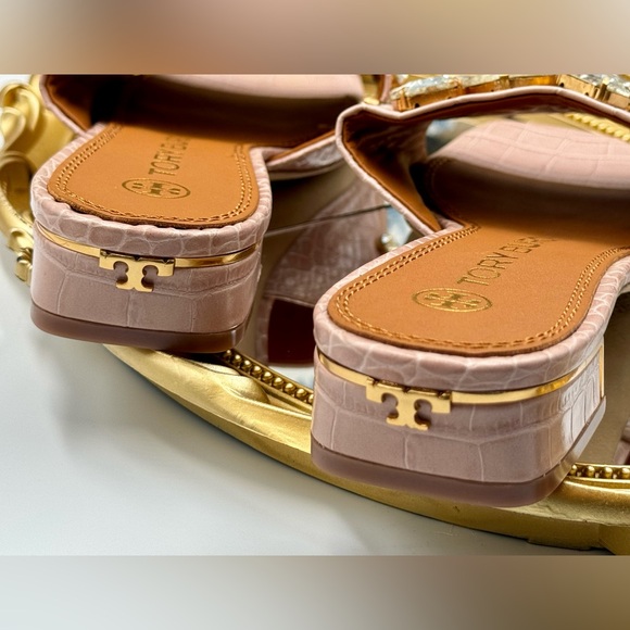 🆕 TORY BURCH 🧿 NWOT Martine 25mm Slides, Pink Croc Embossed Crystal, Sz 6 - Picture 7 of 15